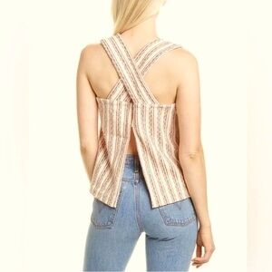 Madewell Striped Cross-Back Tank Top in Cream Red and Blue